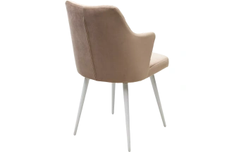 Стул Herman, поворотный, бежевый #5, велюр, белый каркас