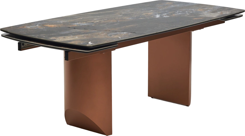 Кухонный стол раздвижной Пуанто 200, Titanium Lawa Nero, керамика, медь каркас