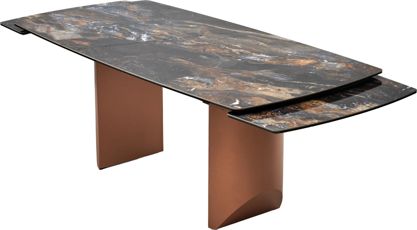 Кухонный стол раздвижной Пуанто 200, Titanium Lawa Nero, керамика, медь каркас