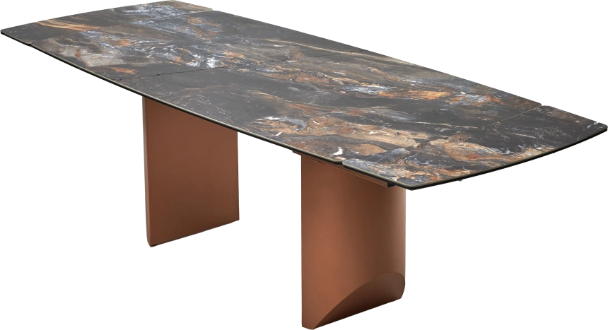 Кухонный стол раздвижной Пуанто 200, Titanium Lawa Nero, керамика, медь каркас