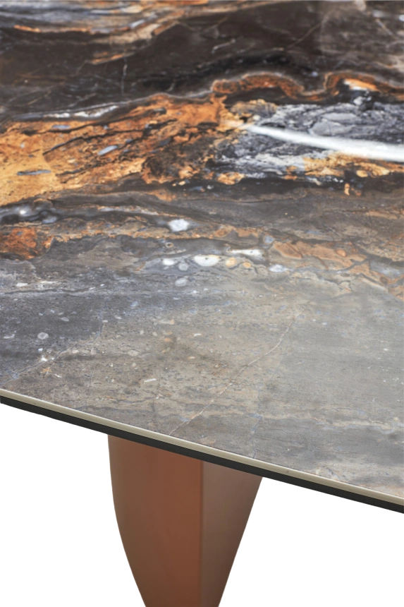 Кухонный стол раздвижной Пуанто 200, Titanium Lawa Nero, керамика, медь каркас