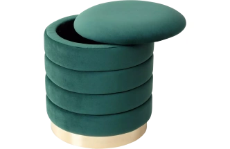 Пуф Фред, зеленый #19, велюр / золотой каркас