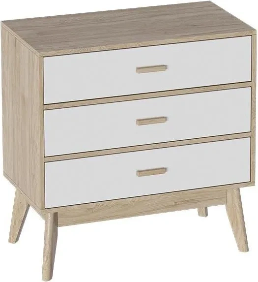 Комод Калгари, на ножках, дуб светлый / белый матовый