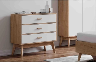 Комод Калгари, на ножках, дуб светлый / белый матовый