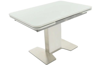 Кухонный стол Тайбэй, белый, стекло Opti, каркас белый 