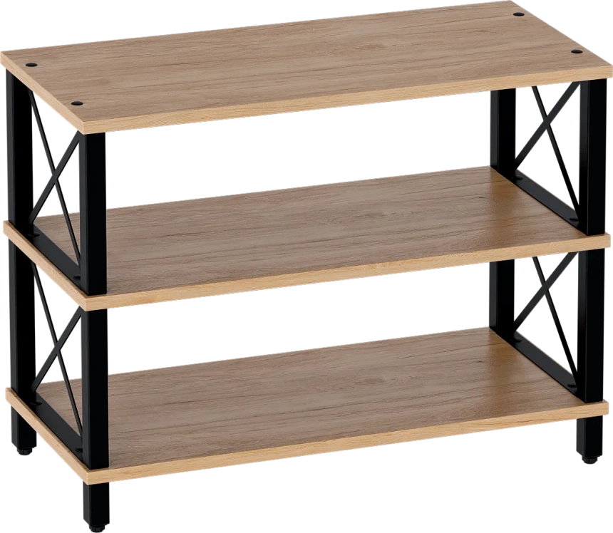 Обувница БОНН, открытая, дуб светлый / черный