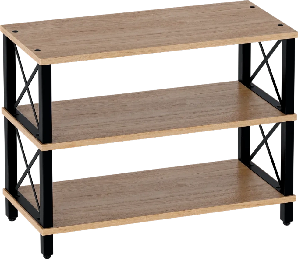 Обувница БОНН, открытая, дуб светлый / черный