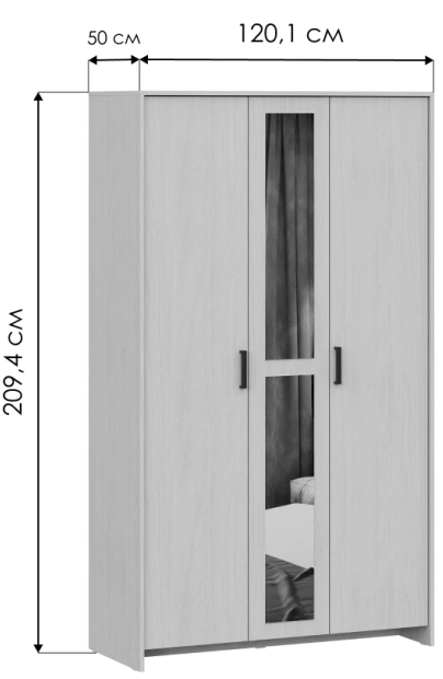 Шкаф двухдверный Taika, распашной для одежды, дуб золотой / камень темный