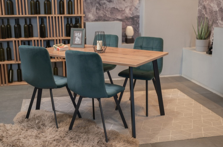 Кухонный стол Тринити Лофт, 120x60, ЛДСП, дуб делано темный, каркас матовый черный