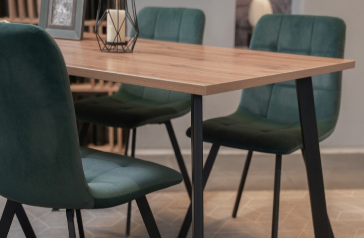 Кухонный стол Тринити Лофт, 120x60, ЛДСП, дуб делано темный, каркас матовый черный