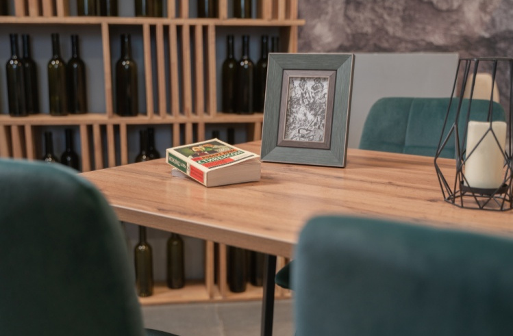 Кухонный стол Тринити Лофт, 120x60, ЛДСП, дуб делано темный, каркас матовый черный