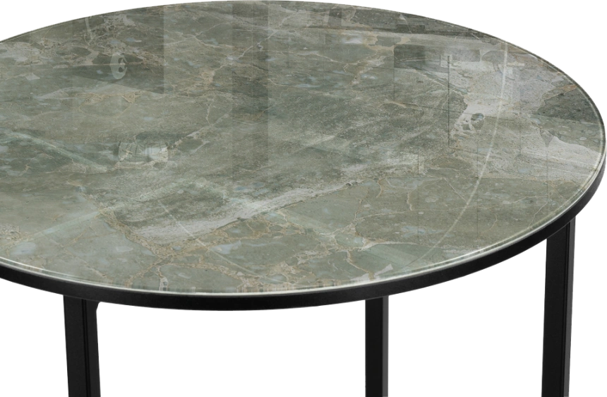 Журнальный стол Волопас, 48x60, стекло, королевский мрамор, каркас черный 