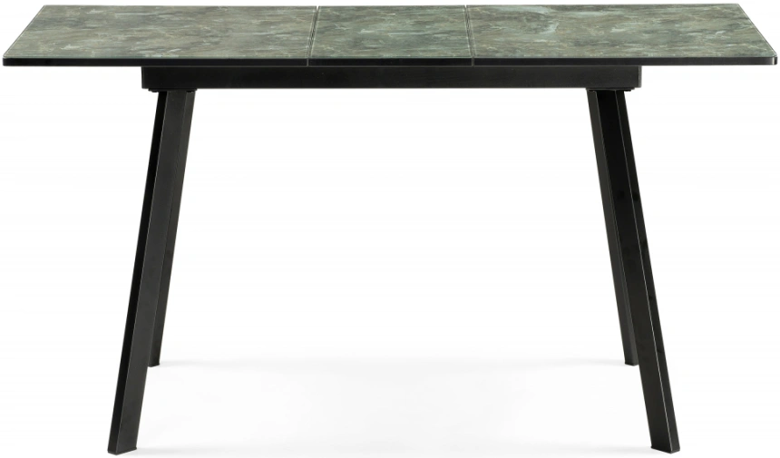 Кухонный раздвижной стол Агни, 110(140)х68х76, стекло, королевский мрамор / черный матовый