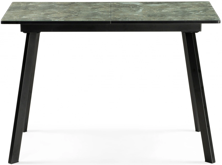 Кухонный раздвижной стол Агни, 110(140)х68х76, стекло, королевский мрамор / черный матовый
