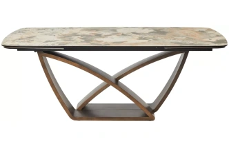 Обеденный раздвижной стол Alonso 200, TL-137, итальянская керамика, медный брашированный каркас