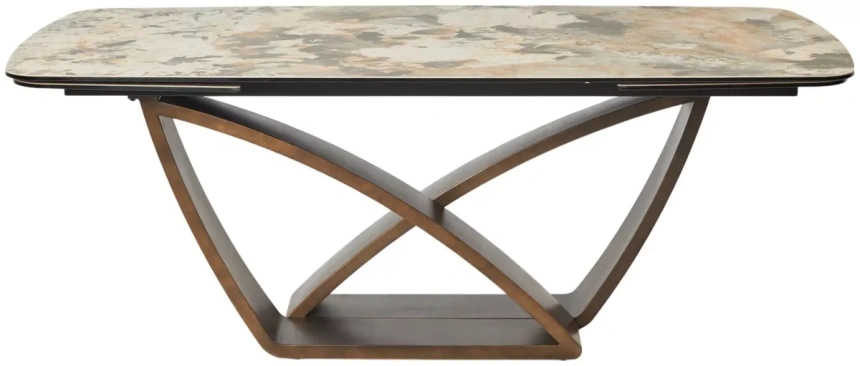 Обеденный раздвижной стол Alonso 200, TL-137, итальянская керамика, медный брашированный каркас