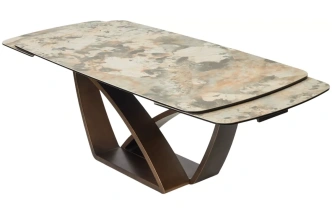 Обеденный раздвижной стол Alonso 200, TL-137, итальянская керамика, медный брашированный каркас