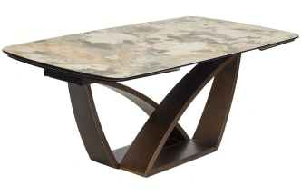 Обеденный раздвижной стол Alonso 200, TL-137, итальянская керамика, медный брашированный каркас