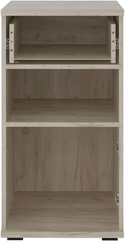 Комод Альянс, с ящиком и полками, Дуб крафт / Белый глянец