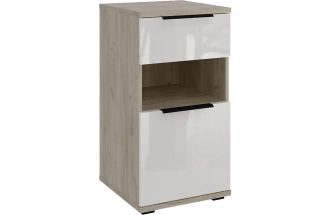 Комод Альянс, с ящиком и полками, Дуб крафт / Белый глянец