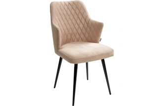 Стул Herman, поворотный, бежевый #5, велюр, черный каркас