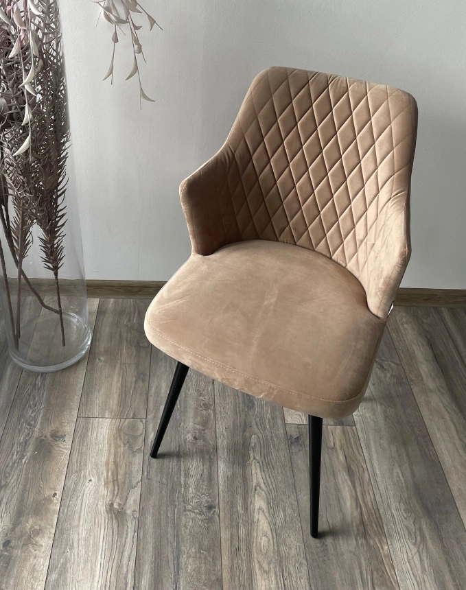 Стул Herman, поворотный, бежевый #5, велюр, черный каркас