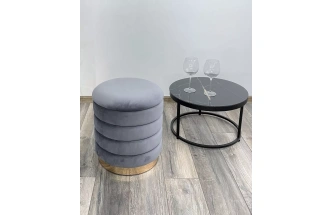 Пуф Фред, серый #27, велюр / золотой каркас