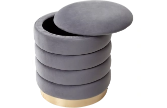 Пуф Фред, серый #27, велюр / золотой каркас