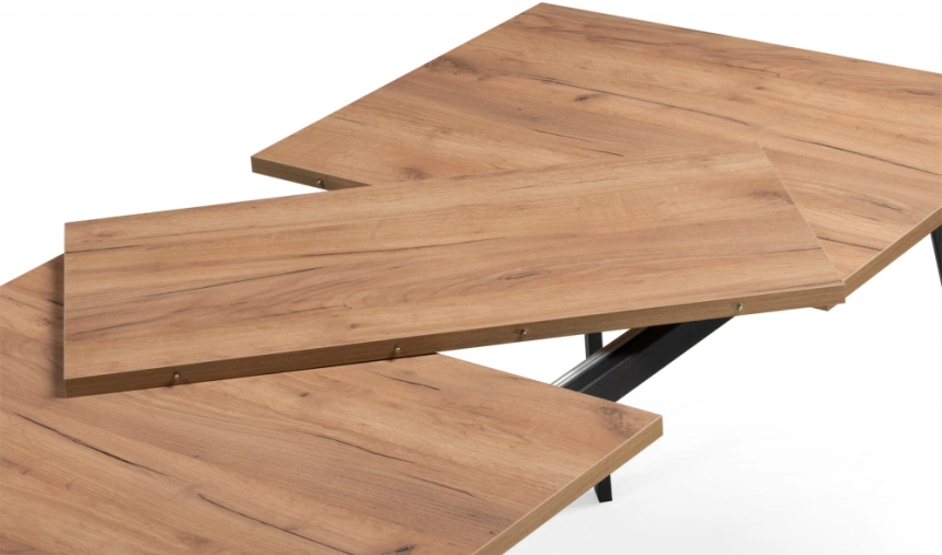 Кухонный раздвижной стол Кортни, 117(157)x77x75, дуб крафт золотой / черный матовый