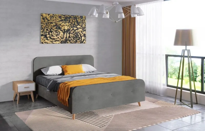 Кровать Сиерра 140, мягкая, полутораспальная, торонто серый