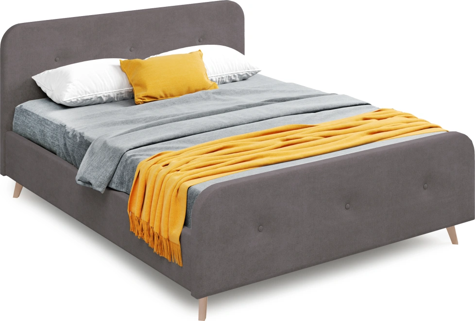 Кровать Сиерра 140, мягкая, полутораспальная, торонто серый