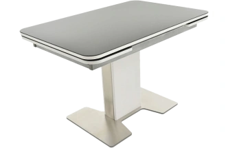 Кухонный стол Тайбэй, черный, стекло, каркас белый