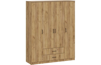 Шкаф четырехдверный Валетта, распашной для одежды, дуб золотой