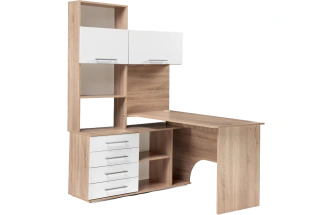 Стол компьютерный левый КСТ-14Л, дуб сонома / белый