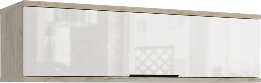 Полка навесная Альянс, 119x33x34, Дуб крафт / Белый глянец