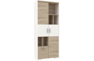 Шкаф комбинированный Венето, двустворчатый с открытыми полками, Дуб санремо / Белый