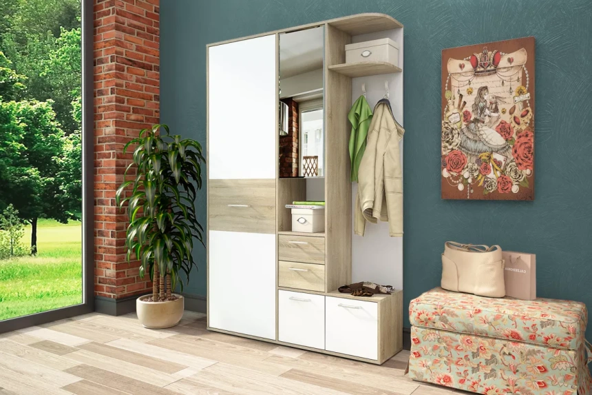 Прихожая Диана, Дуб сонома/Белый