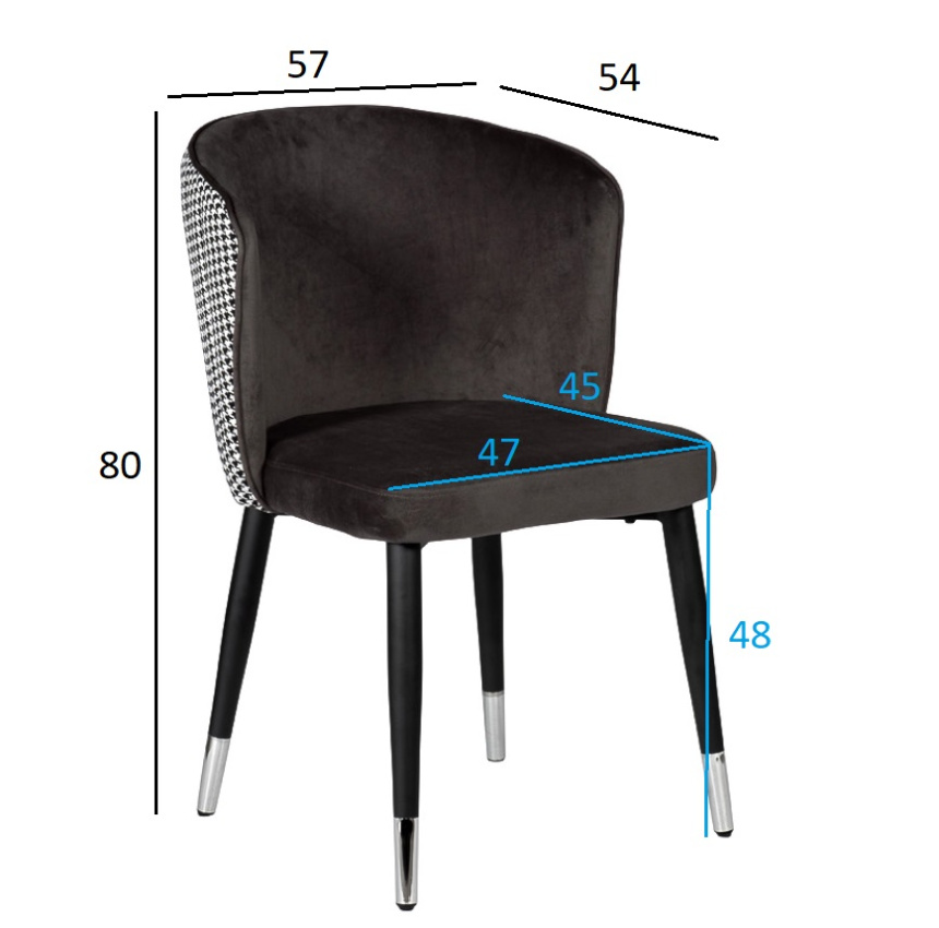 Стул 30C-1232F GR, мягкий, велюр, серый 