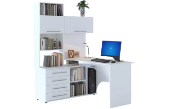 Стол компьютерный левый КСТ-14Л, белый левый