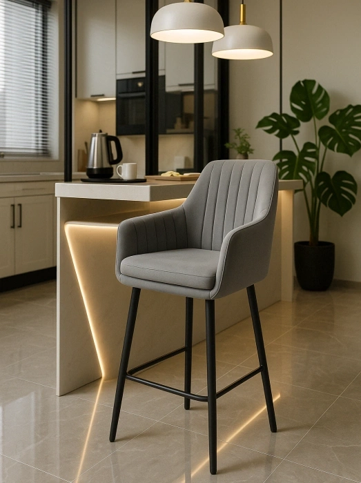 Полубарный стул Райнер, серый MR -11 / черный