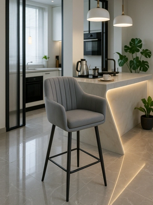 Полубарный стул Райнер, серый MR -11 / черный