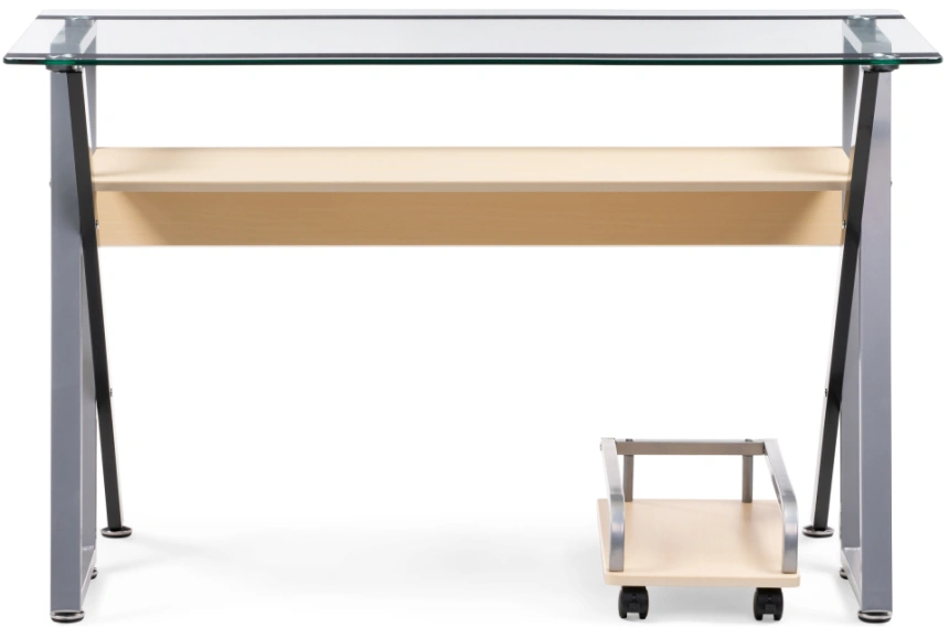 Компьютерный стол Gunar, silver gray / clear glass