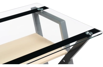 Компьютерный стол Gunar, silver gray / clear glass