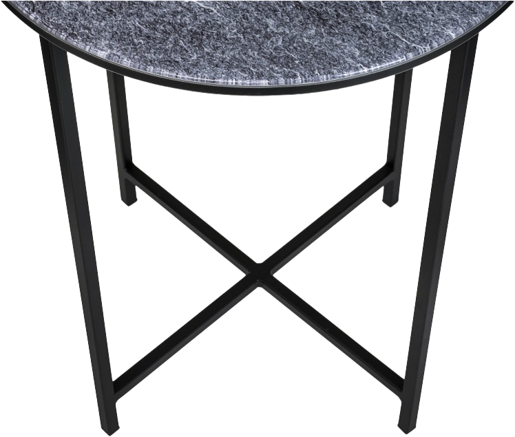 Журнальный стол Волопас, 48x60, стекло, серый мрамор, каркас черный 