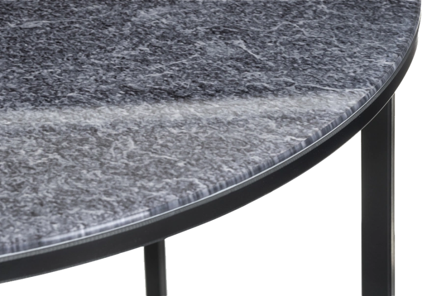 Журнальный стол Волопас, 48x60, стекло, серый мрамор, каркас черный 