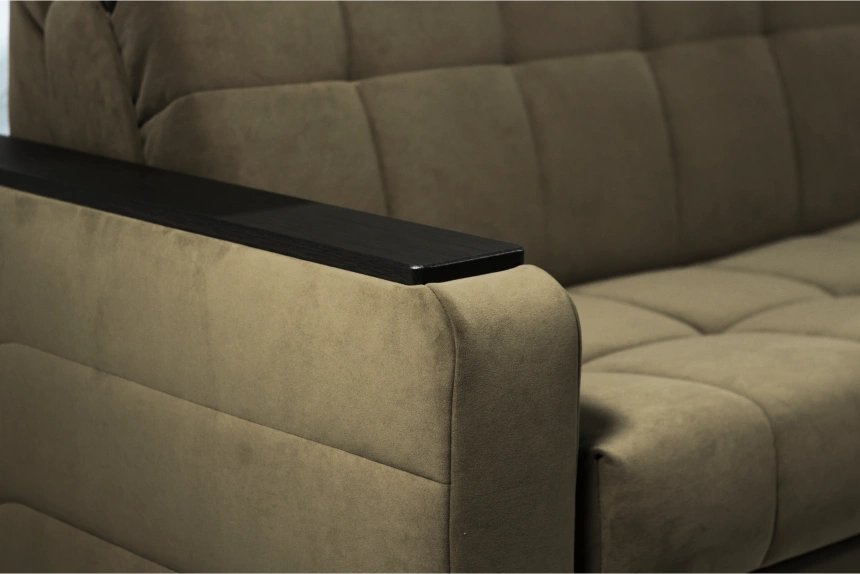 Диван прямой Нельсон 155, ткань Lamb ecru, декор Венге