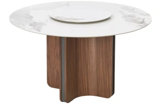 Кухонный стол Castela 135, белый мрамор CA071, керамика, орех