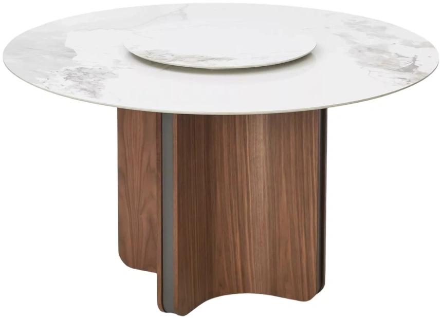 Кухонный стол Castela 135, белый мрамор CA071, керамика, орех
