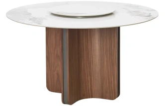 Кухонный стол Castela 135, белый мрамор CA071, керамика, орех