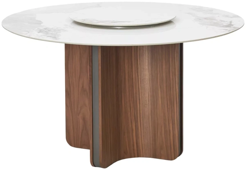 Кухонный стол Castela 135, белый мрамор CA071, керамика, орех